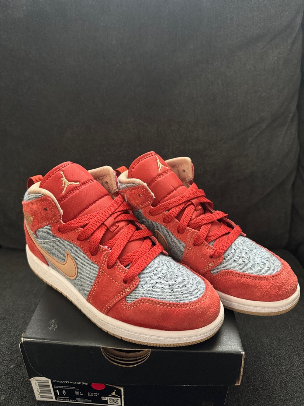 Jordan 1 Mid denim and suede